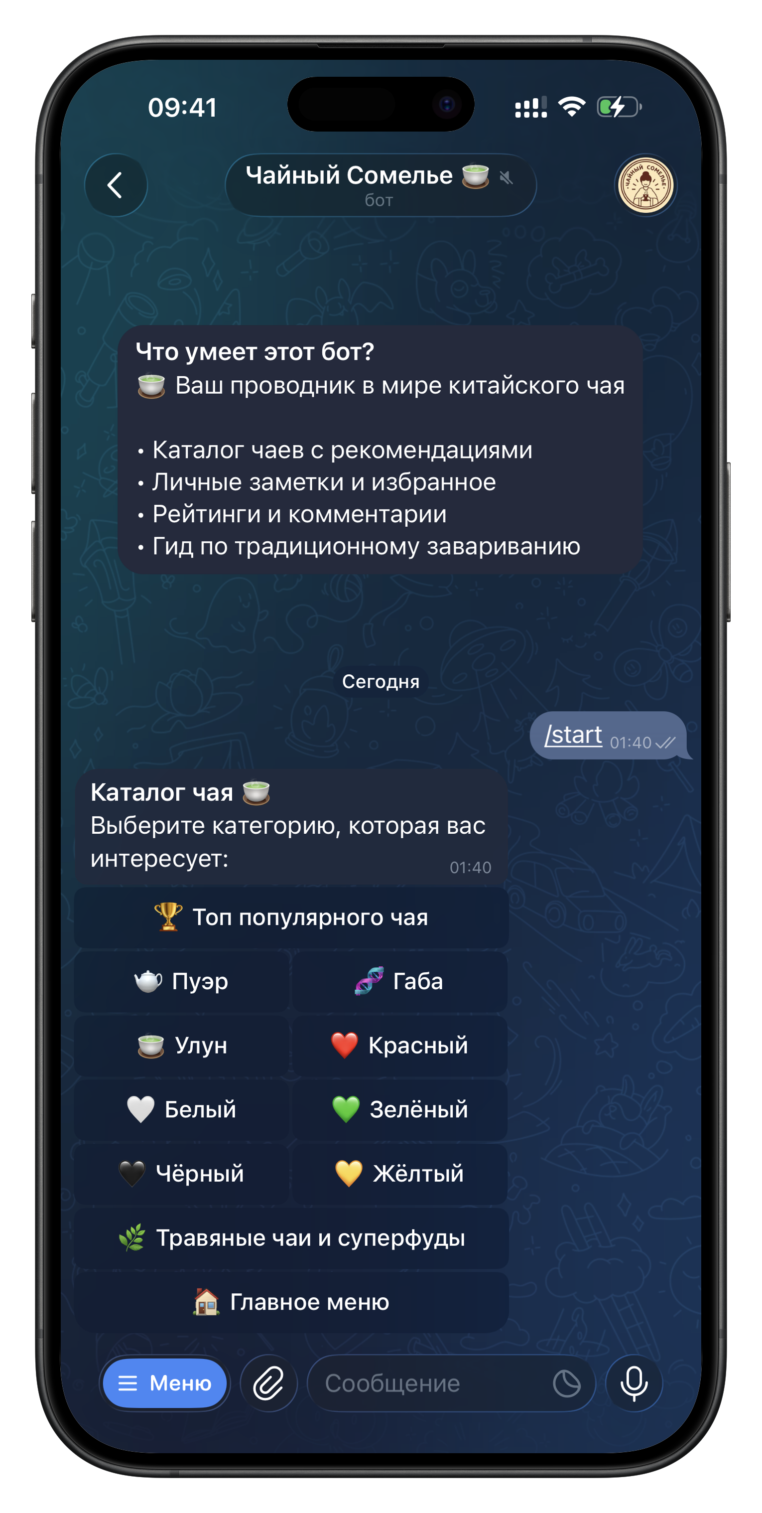 Список категорий чая